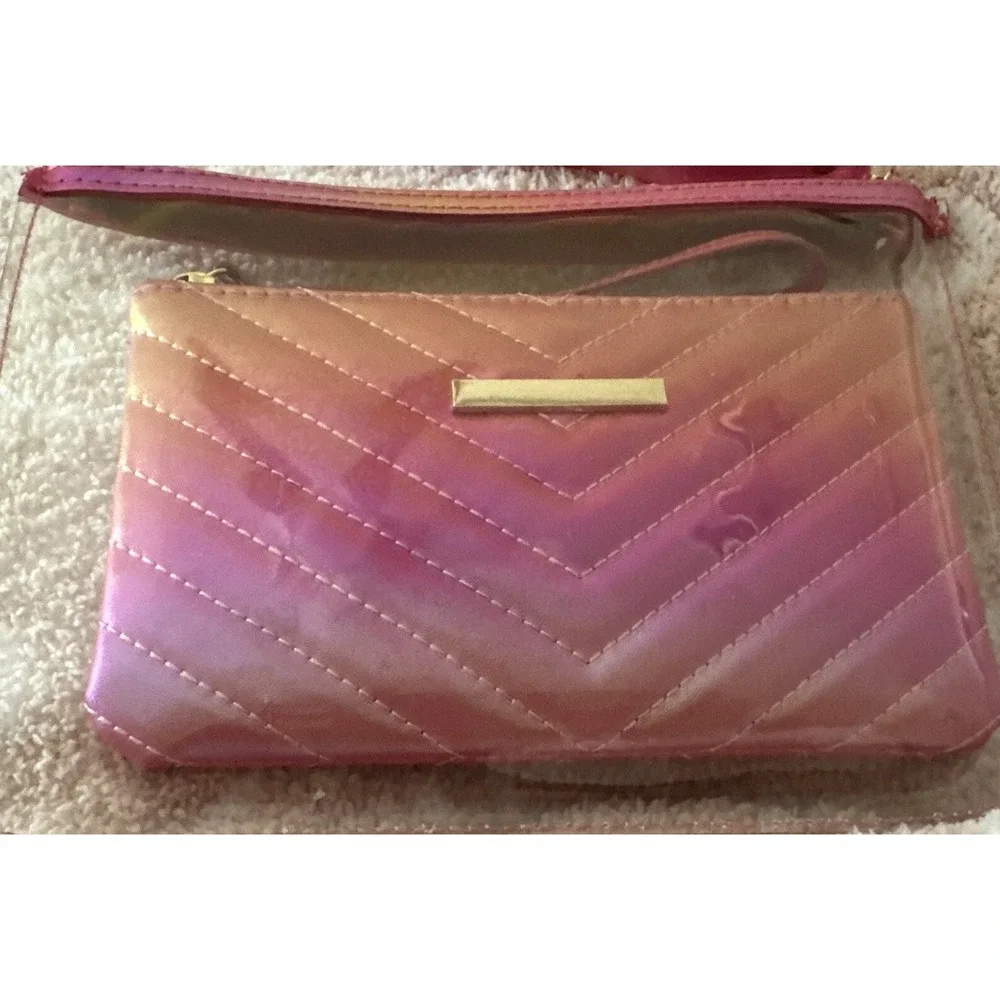 Iridescent Pink Clutch Transparent Sports Stadium Theatre Bag Clear Beach Clutch